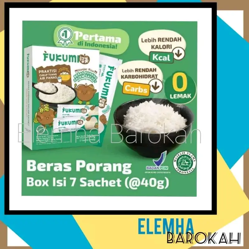 Fukumi Beras Porang Box 280gr (7 Sachet x 40gr) Shirataki Konjac Rice 0