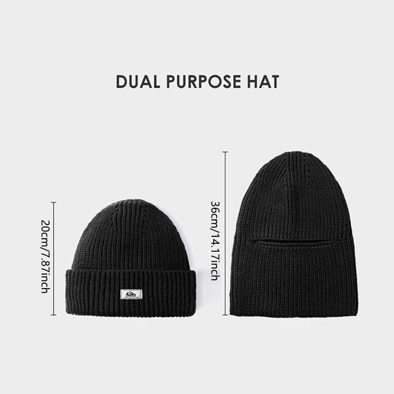 Product Introduction of 2 In 1 Unisex Winter Warm Knit Beanie Hat, 1 Count Outdoor Cycling Casual Windproof Mask For Men & Women, Multifunctional Beanie Hat For Outdoor Cycling Skiing 0
