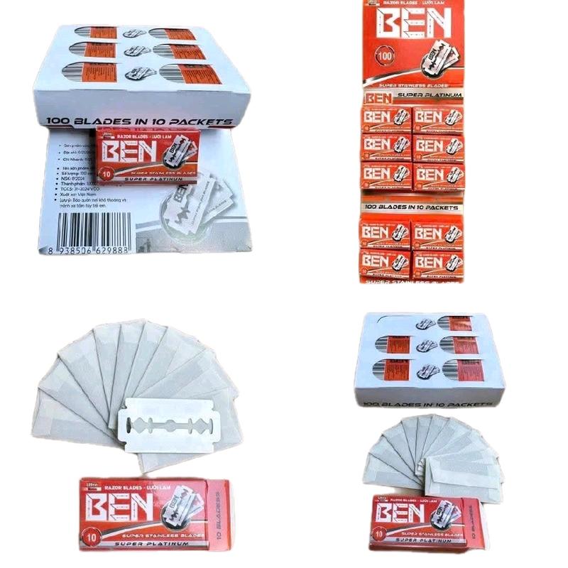 Lưỡi lam BEN dùng cạo râu lông 1 vỉ 100 cái.