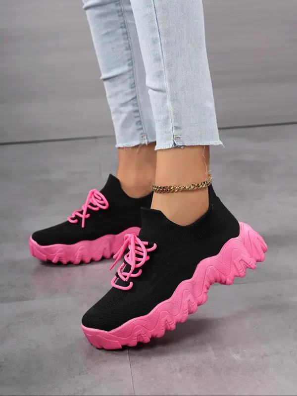 Women's Sporty Lace Up Running Shoes, Casual Comfortable Breathable Shoes for Daily Wear, Female All-match Round Toe Shoes for Daily Wear 4