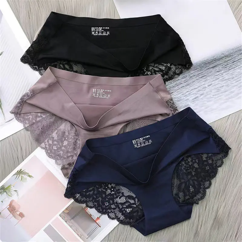 Quần Lót Không Đường May Cho Nữ, Ren Thoải Mái, Thêu Và Khoét Lỗ, Thoáng Khí, Không đường May, Tinh Tế, Thích Hợp Cho Thể Thao Và Đồ Lót, Đồ Lót Mềm, Quần Lót, Quần Áo Nữ, Mua 3 Lấy 3 Ưu Đãi, [Thanh Toán Khi Nhận Hàng / Giảm Vận Chuyển] 3