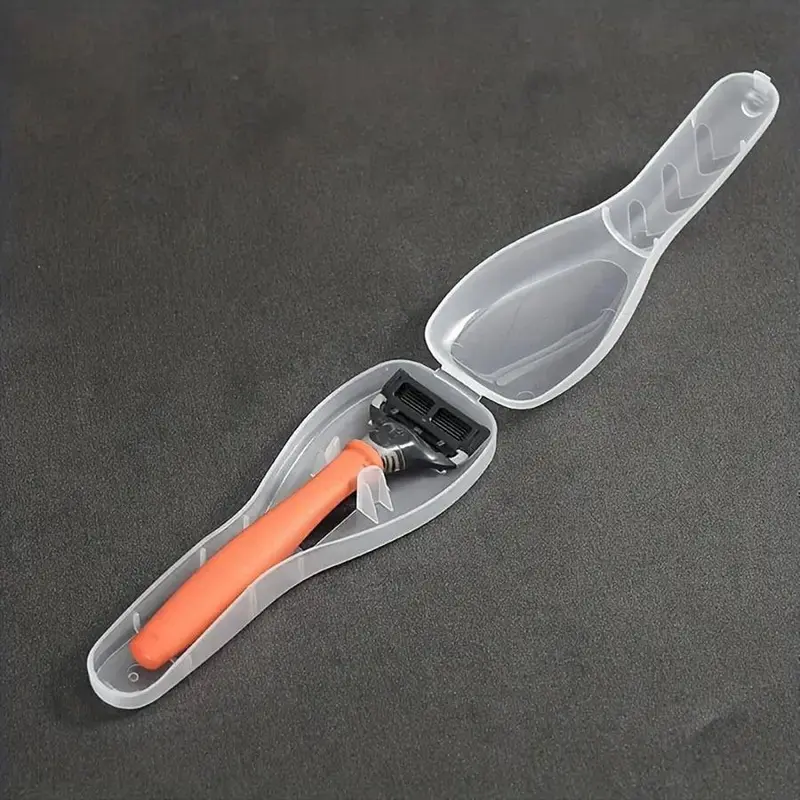 Letter Pattern Shaver Holder, 1 Count Portable Travel Shaver Box, Transparent Shaver Stand for Travel, Plastic Shaver Protective Box, Suitable for Travel, Work, Travel 3