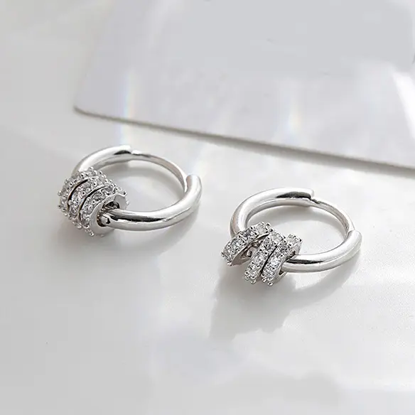 Khuyên tai tròn 3 vòng . Bông tai tròn 3 vòng Women Nữ Hoa Tai 4