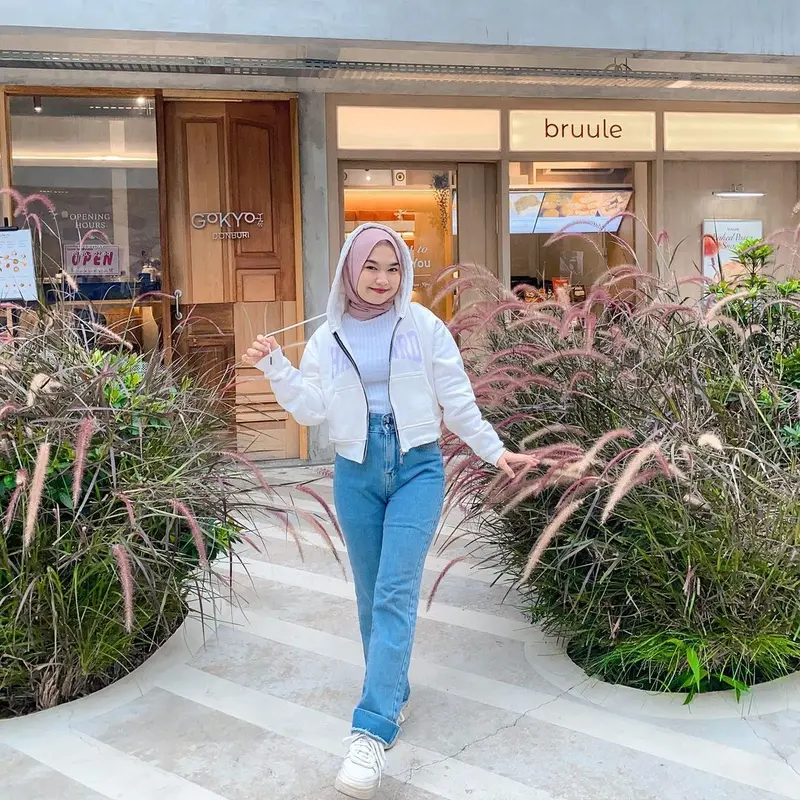 Crop Zipper Harvard Hoodie Katun Lembut 8
