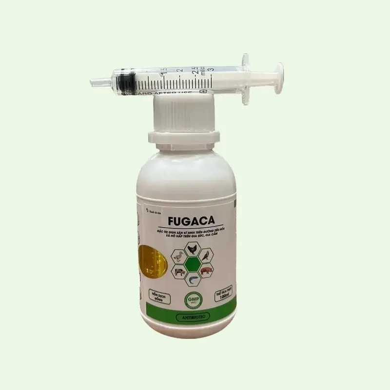 1 Chai FUGACA (dạng uống 100ml) + 1 xilanh 3ml đong lường - Đ.tri giun sán kí sinh trên đường tiêu hóa và hô hấp trên gia súc và gia cầm 0