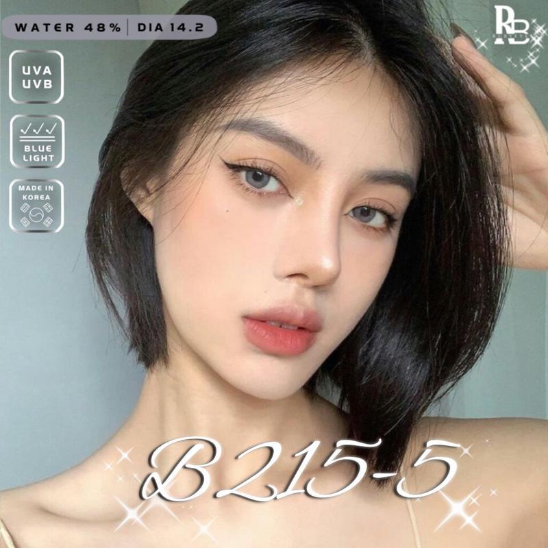   CÓ ĐỘ CẬN  Kính Áp Tròng Màu Xám Trà B215-5 Full 0-5 Độ Lens Mắt Màu Xám Trà + Tặng Kèm Khay Dụng Cụ Đeo 