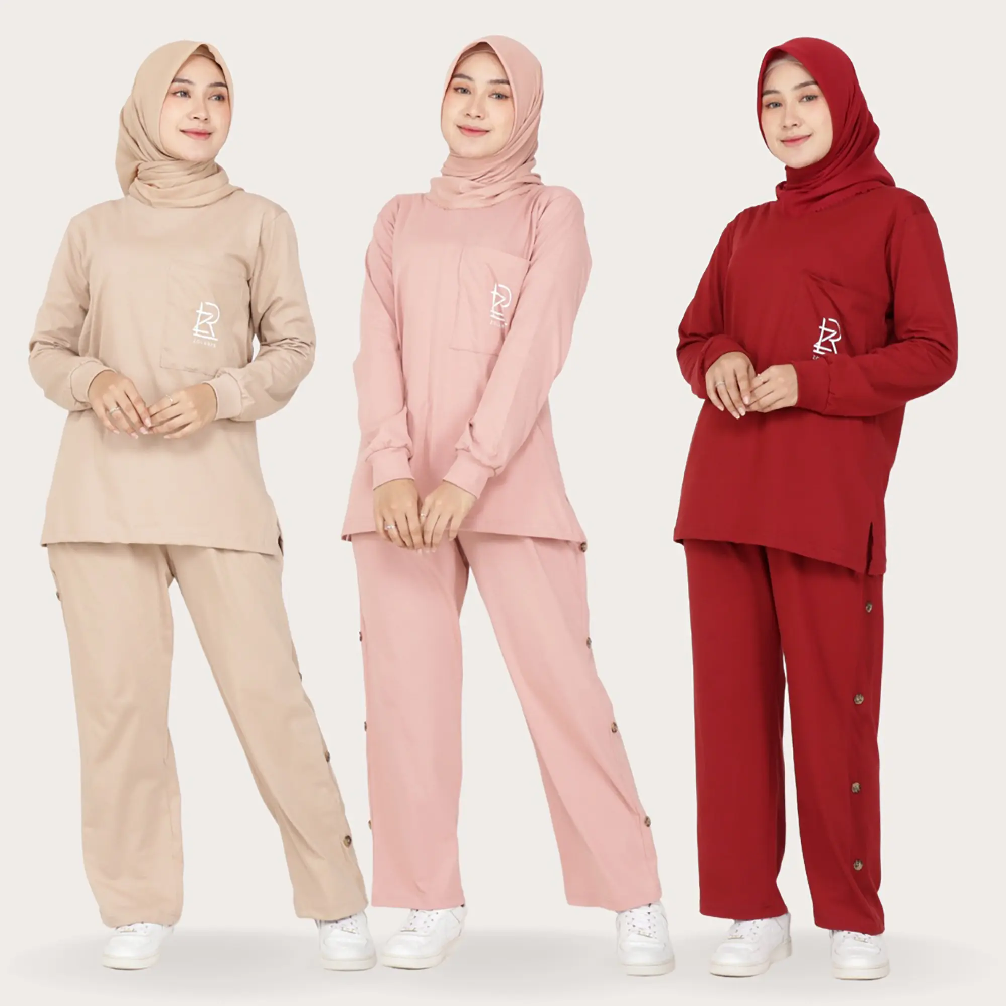 Salwa Set - Setelan Baju Olahraga / Training Wanita Jumbo Senam Yoga Sepeda - One Set Sporty Muslim Setelan Olahraga