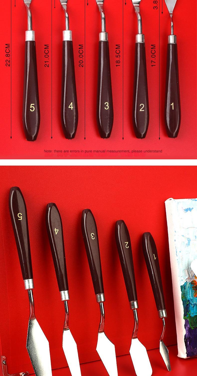 Product Introduction of Art Oil Painting Knife New Stainless Steel Toner Scraper Water Powder Paint Scraper 5-piece Set of Art Supplies 10