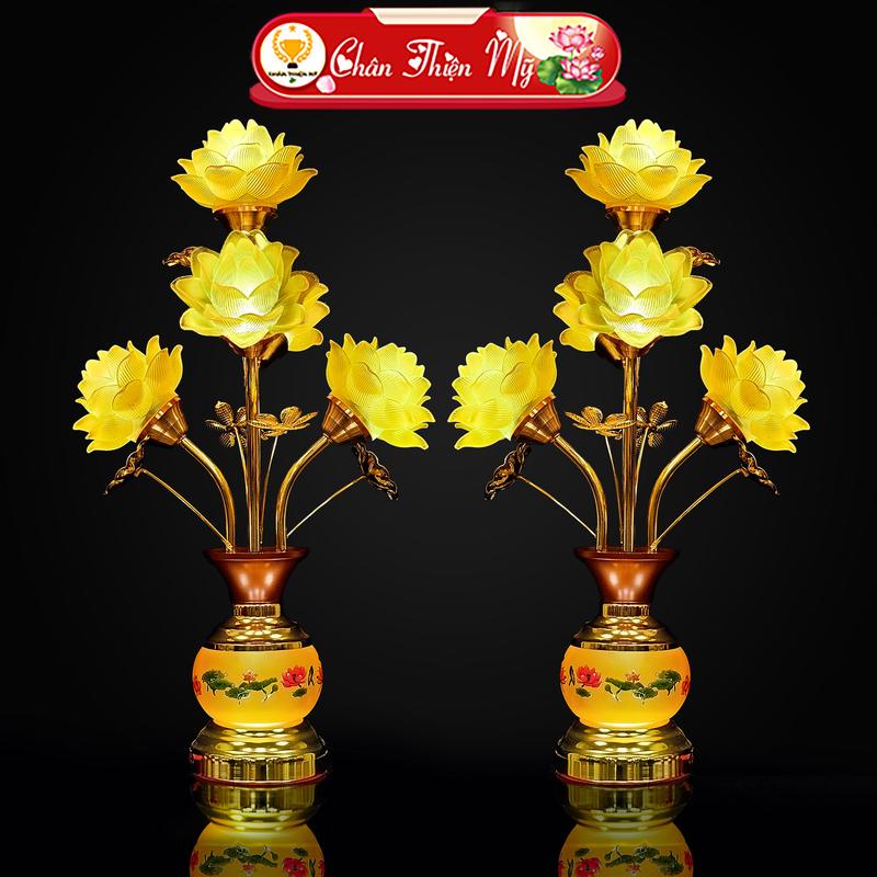  Đèn Bàn Thờ Bình Hoa Sen Lưu Ly 5 Bông 7 Bông 9 Bông Led Đổi Màu CHÂN THIỆN MỸ Đồ Thờ Cúng Trang Trí Bàn Thờ Cao Cấp 