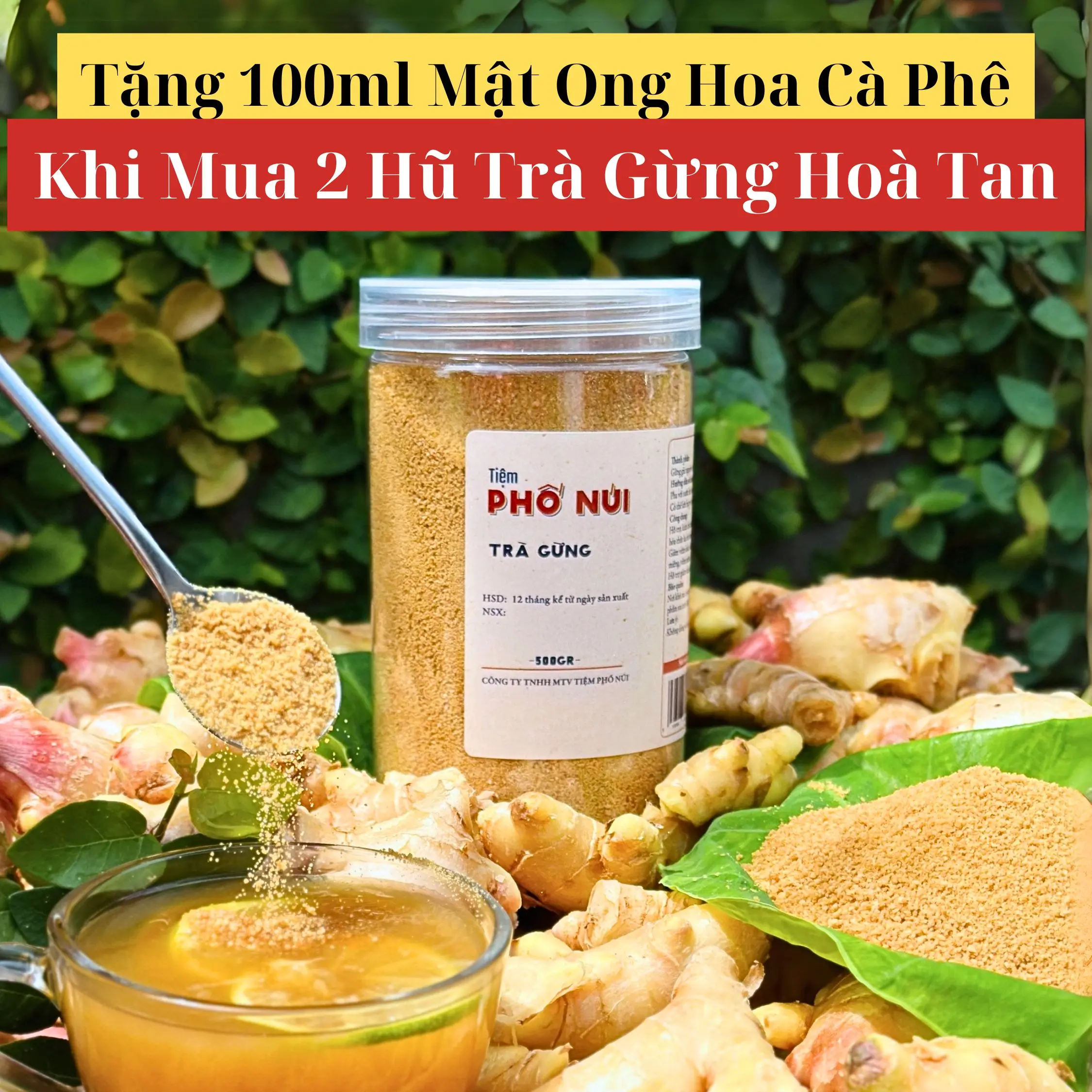 Trà Gừng Hoà Tan 500gram [Mua 2 Tặng Quà] - Tiệm Phố Núi