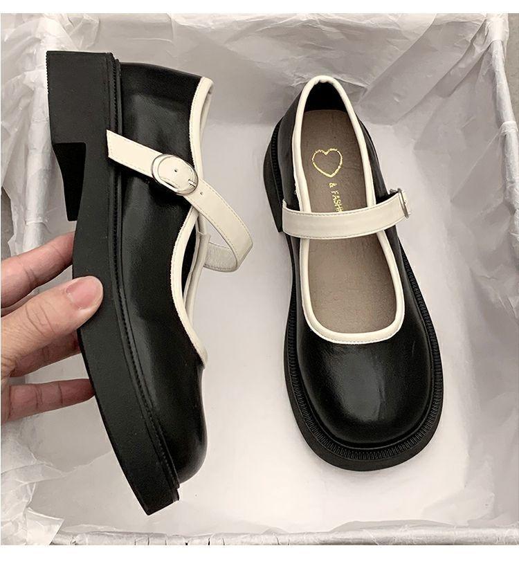 Product Introduction of Fashionable Thick-Soled Mary Jane Leather Shoes 2024 Soft-Soled Buckle Retro Low-Cut Chunky Heel Shoes with Single-Layer Shoes 16