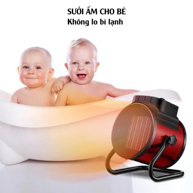 Máy sưởi gốm hai chiều công suất 2000W, Quạt sưởi ấm mùa đông 3 mức nhiệt tiết kiệm điện, Đèn sưởi cho bé không gây khô da, Đèn sưởi nhà tắm, phòng ngủ, Quạt sưởi để bàn mini 1