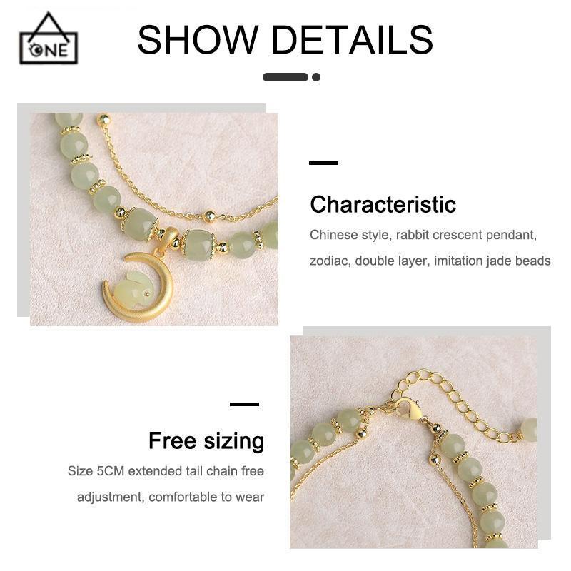Product Introduction of 【Sktlz】   Chinese Style   Rabbit Bracelet Imitation Hetian   Zodiac Bracelet New Year Birthday Gift Beads Bracelets Gelang 5