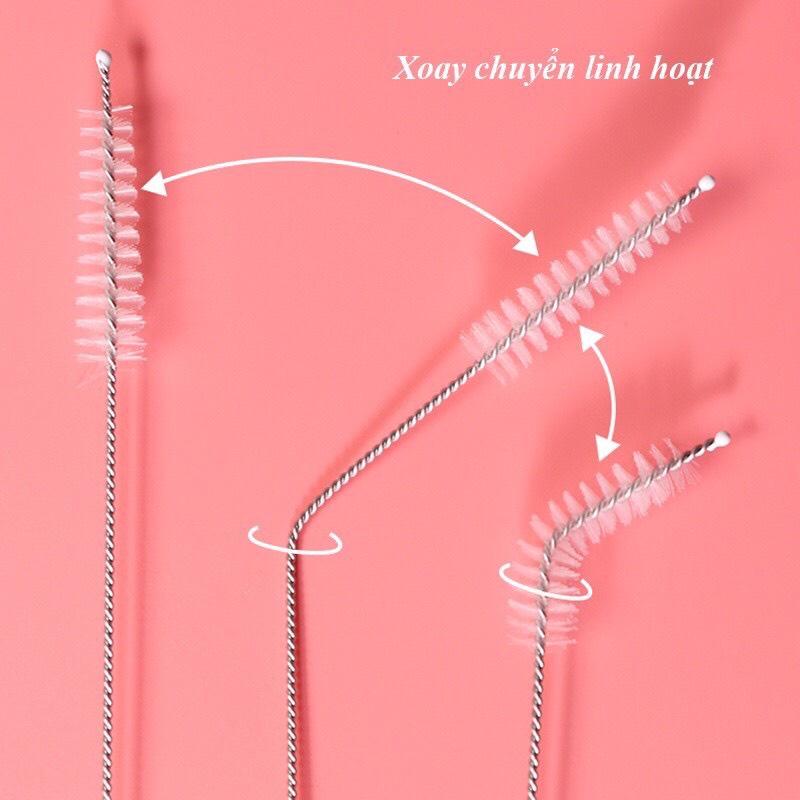 Que chổi cọ dây hút bình sữa, hút mũi cho bé inox