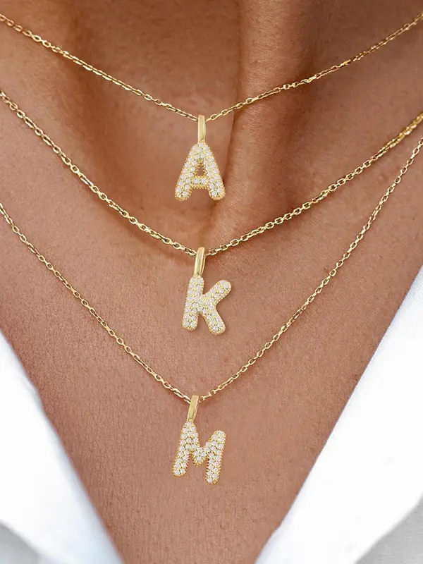 Initials Pendant Necklace for Women, Fashion Jewelry for Party, Daily Clothing Decor, Trendy All-match & Exquisite Jewelry for Birthday Gift 0