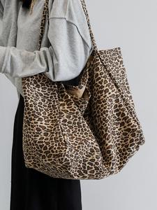 Bolsa tote de mujer con estampado de leopardo, de gran capacidad para uso diario, bolsa de hombro casual, moderna y versátil de alta calidad, bolsa de compras a la moda para chicas