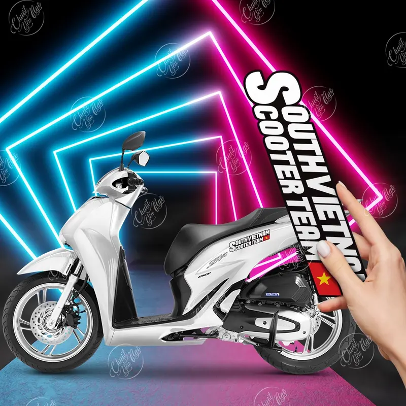 Combo 2/4 tem logo decal tem sticker hội nhóm xe tay gas dán trang trí xe máy SOUTH VIETNAM SCOOTER TEAM Nhãn Dán 8