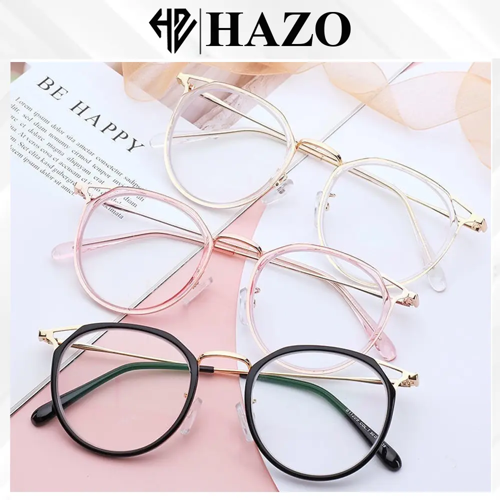 Mắt Kính Gọng Cận Form Tròn Tai Mèo 530 Dễ Thương Phong Cách Ulzzang