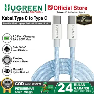 UGREEN Kabel Data Type C To Type C Fast Charging 60W Max For iPhone 15 16 17 Samsung Android