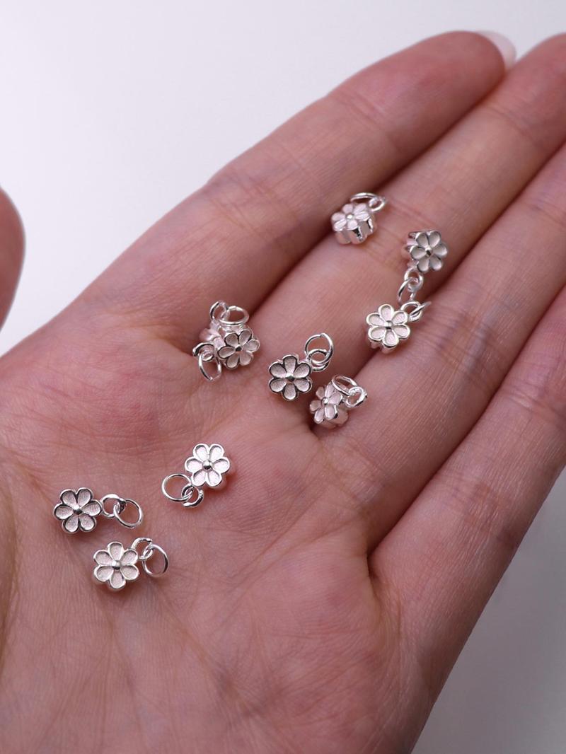 Product Introduction of S925 Sterling Silver Flower Design Pendant Charms, Fashionable DIY Jewelry Accessories for Bracelet & Necklace, Trendy All-match & Exquisite DIY Jewelry for Birthday Gift 5