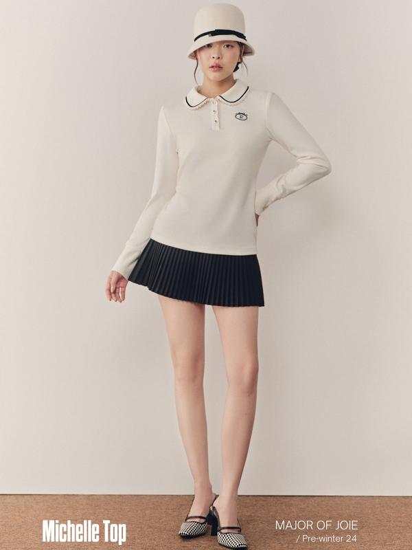 JOIE DES ROSES - Áo thun dài tay cổ sen viền cách điệu Michelle Top