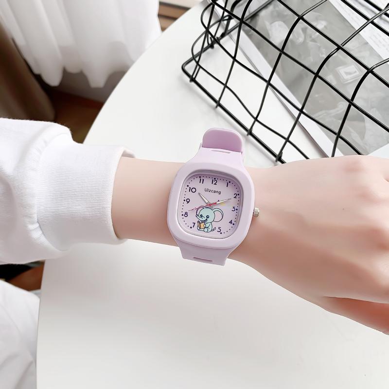 Cute Ins Style Silicone Pop Watch Trend Luminous Sport Student Square Strap High-value Watch 9