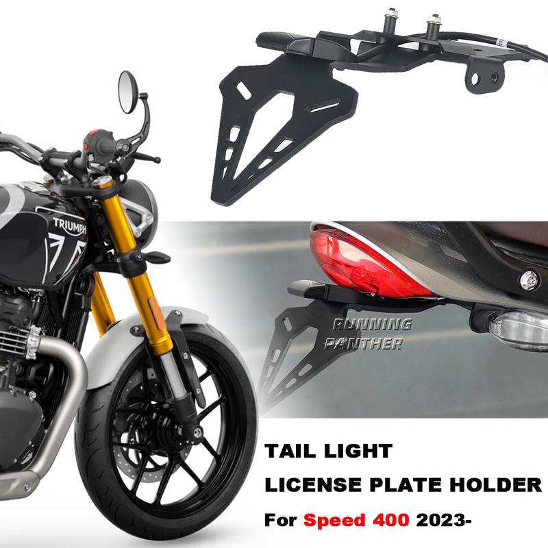 Motorcycle Rear Short Tail Stock License Plate Holder Tailstock Frame Bracket For Triumph Speed 400 2023- 0