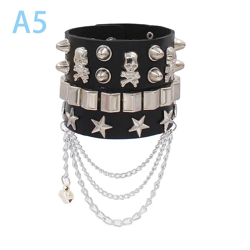 Product Introduction of Vòng Tay Phong Cách Punk Thời Trang Thập Niên 90, Cá Tính, Làm Bằng Da PU, Ba Hàng Đinh Tán, Vòng Tay Vuông, Vòng Tay, Thích Hợp Cho Bữa Tiệc Năm 2024, Tuyệt Vời Làm Quà Tặng 21