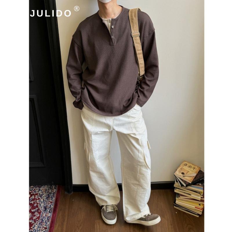 Áo thun tăm nam dài tay cổ Henley 3 cúc - JULIDO 1