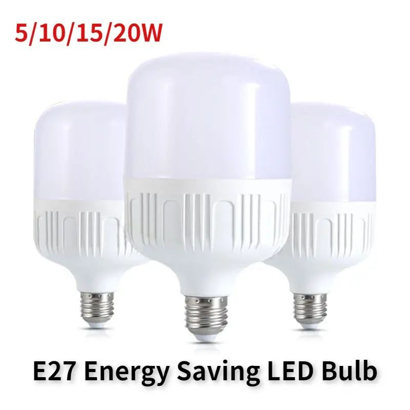 หลอดไฟ LED E27 5/10/15/20W โคมไฟสกรูประหยัดพลังงานที่สว่างมาก อุปกรณ์ให้แสงสว่างในร่มในครัวเรือนแบบเปลี่ยนได้