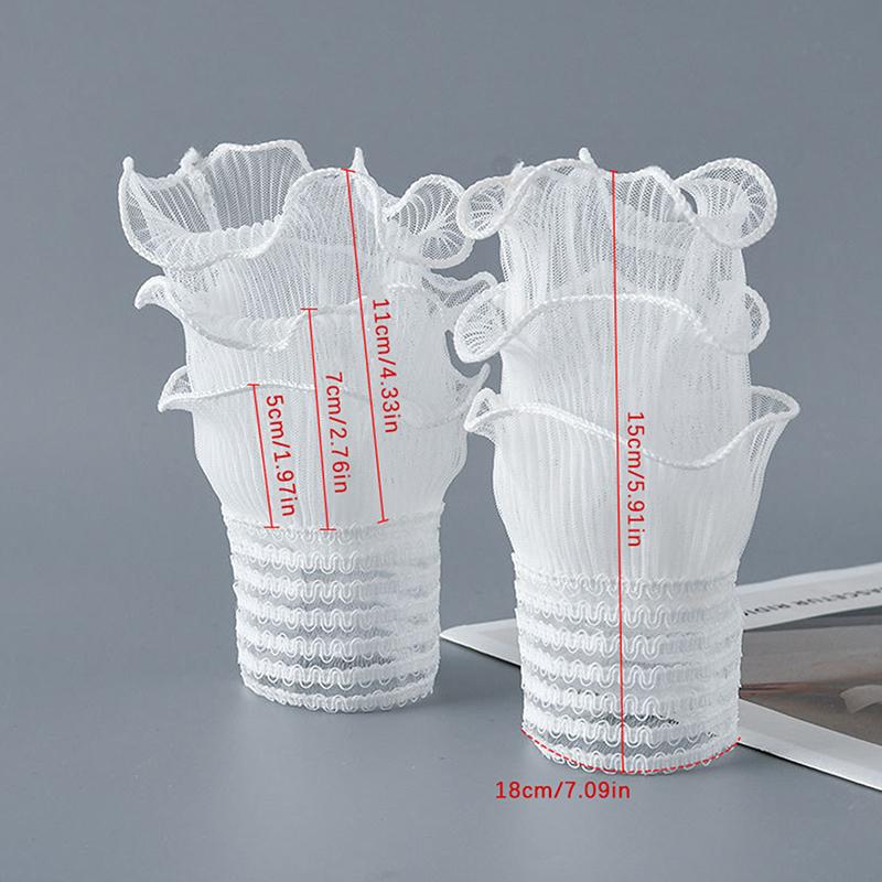 Product Introduction of 1Pairs Triple Layer Mesh Nail Art Tulle Photo Glove Manicure Photography Props Nail Tips Display Sleeve Fake Pleated Cuff Polish Daily 0