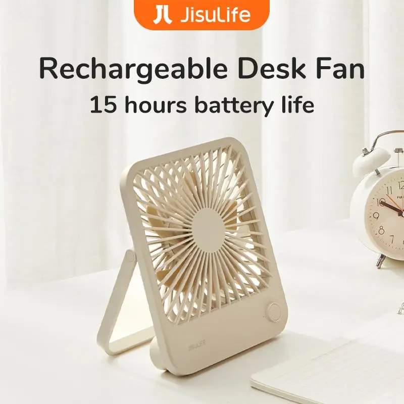 100% Quality JISULIFE Portable Table Fan USB Rechargeable 4500 mAh Battery Strong Wind Mini Desk Fan 4 Speeds Quiet Small Personal Desktop Electric Fan Foldable Wireless Suit For Office Dormitory Outdoor Camping Student Mobile