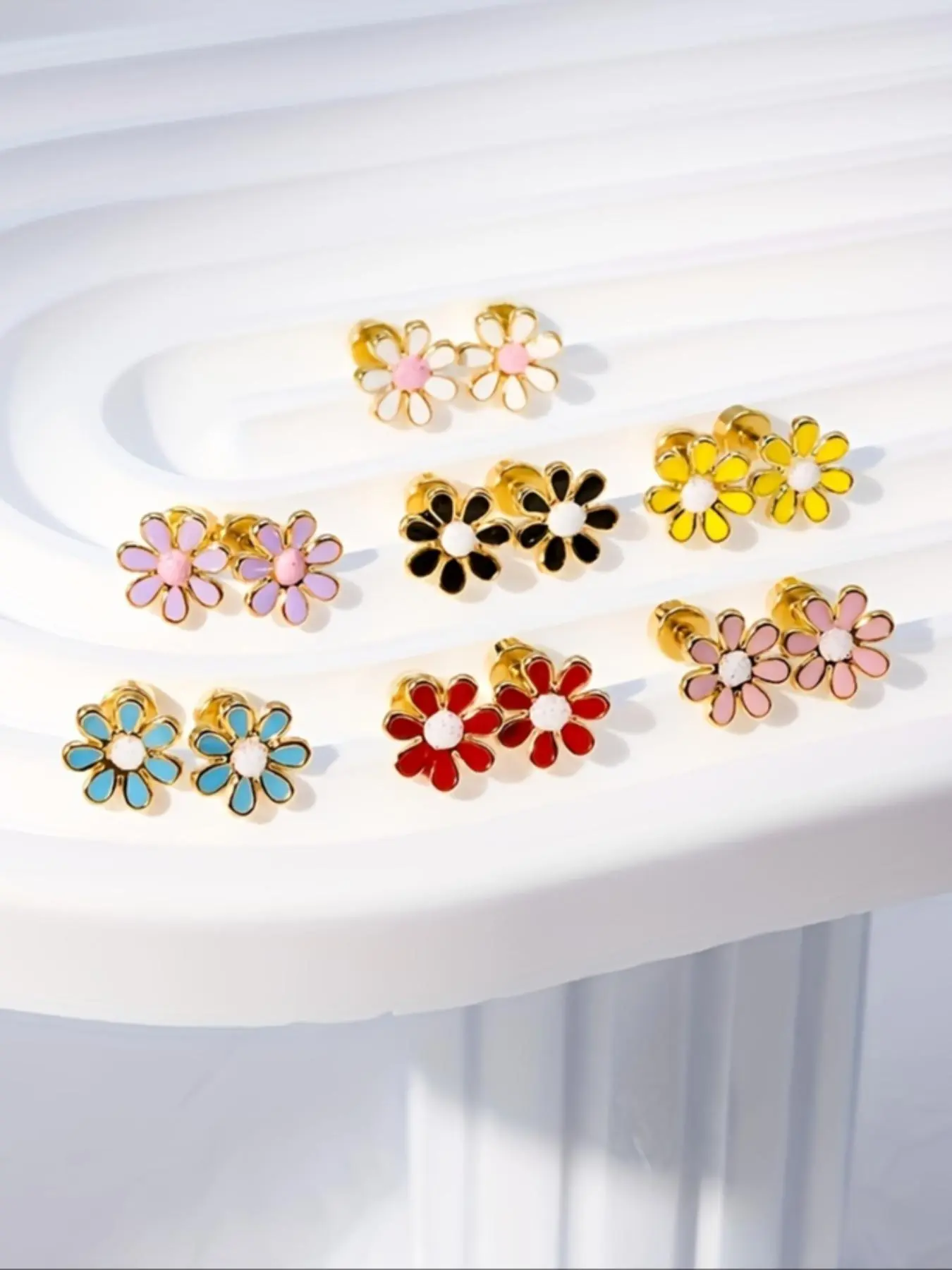 Flower Design Stud Earrings, Cute Colorful Stud Earrings for Women & Girls, Fashion Jewelry for Party, Daily Decor, Trendy All-match & Exquisite Jewelry for Birthday Gift