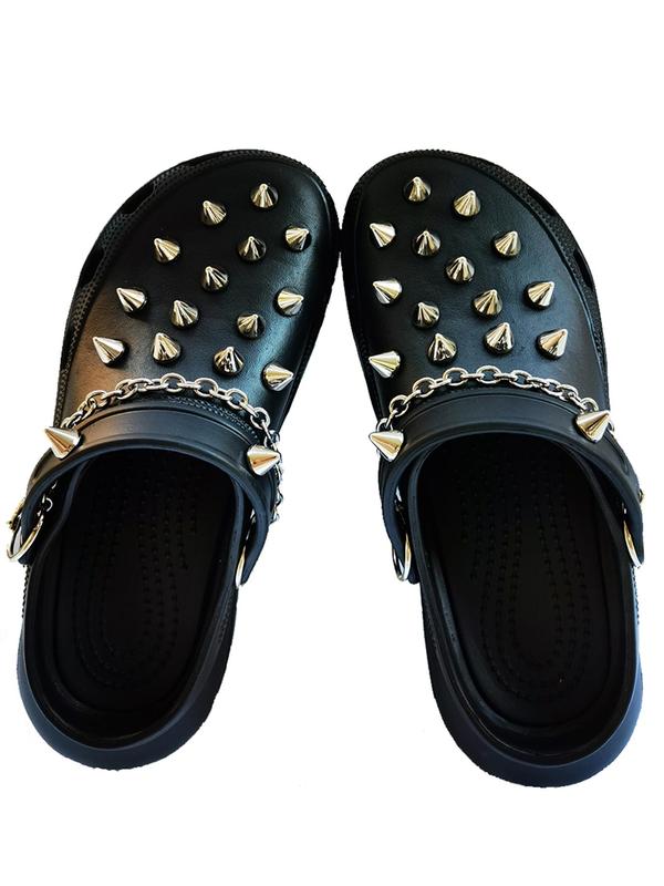 Comfort Fashionable Punk Style Chain & Studded Design Shoes Charm, Punk 2024 Trendy Diy Shoes Decoration for Sandals and Clogs 6