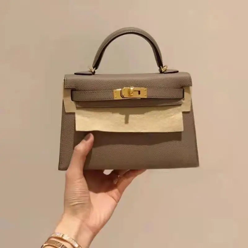 Women's Handbag Genuine Leather Mini Kelly Bag Women's New High-Grade Light Luxury Women's Bag All-Match Shoulder Messenger Bag