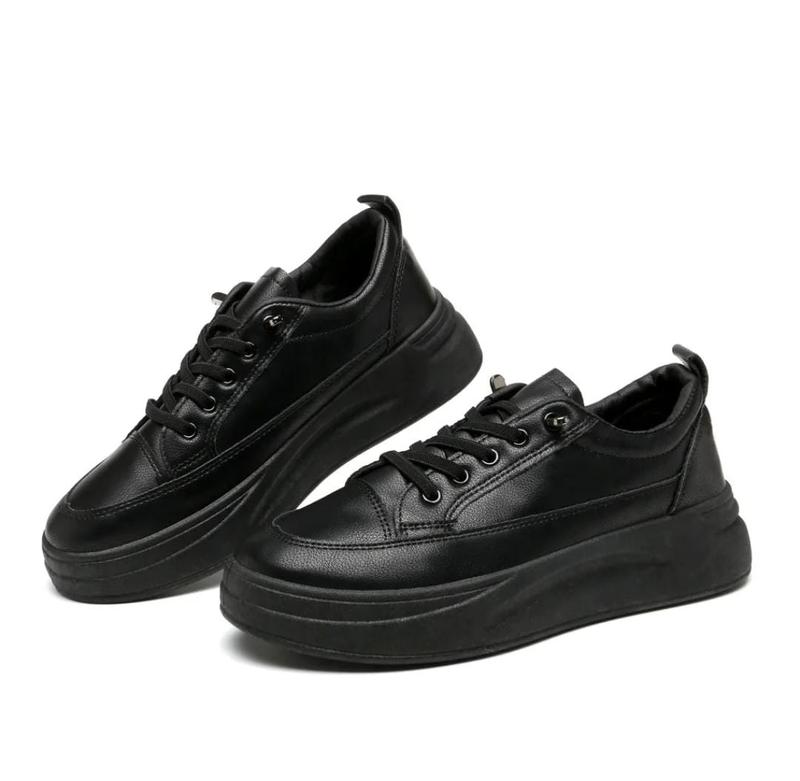 Product Introduction of Sepatu Hitam Formal Wanita Korean Style Hits/Sepatu Sekolah Perempuan Hitam Polos Sneakers OOTD wanita ala korea/Sepatu Hitam Putih cewek Sepatu Sekolah Wanita SMP SMA 2