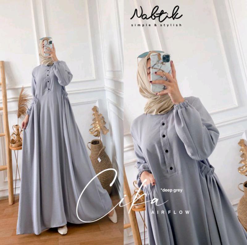 Product Introduction of R-dafa Gamis Warna Abu Model Terbaru Dan Kekinian Polos Crinkle Kantong Lembut Muslim Wanita Dewasa 6