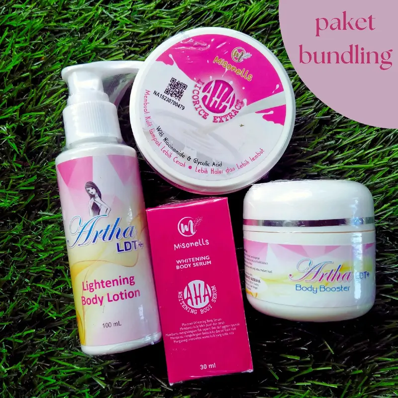 Bundle Isi 5 Misonells Hb booster 250gr & Bleaching Licorice+Aha Bodyserum 3