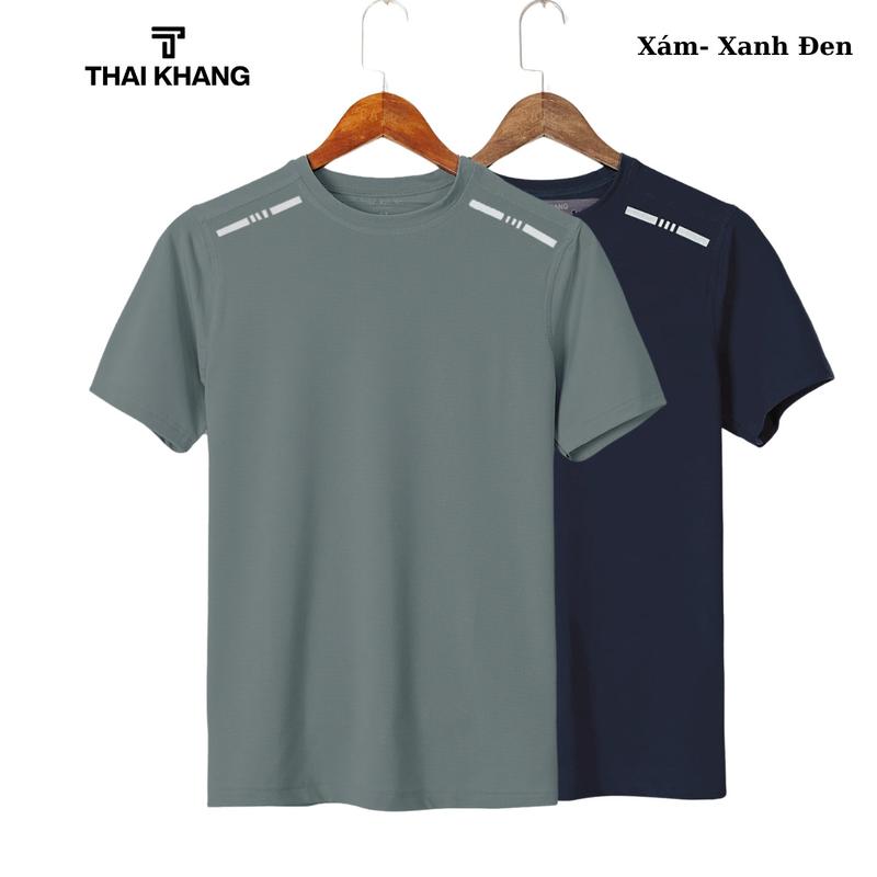 Combo 2 áo thun thể thao Thái Khang chất liệu thun lạnh thoáng khí co giãn  4 chiều ATK2 Menswear Nam Cổ Tròn
