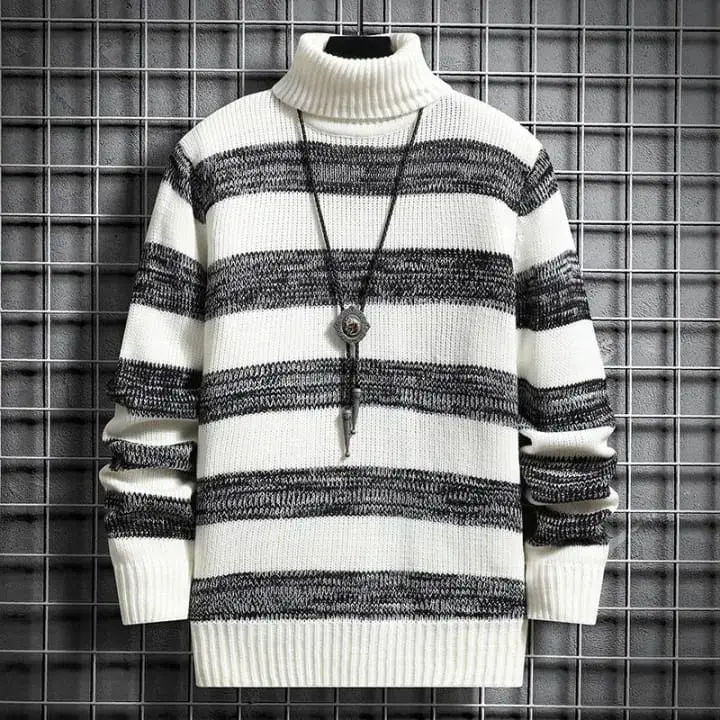 Kaos Pria Rajut Korean Style Turtleneck Twister Kerah Tinggi Keren Tebal Sweater regular fit