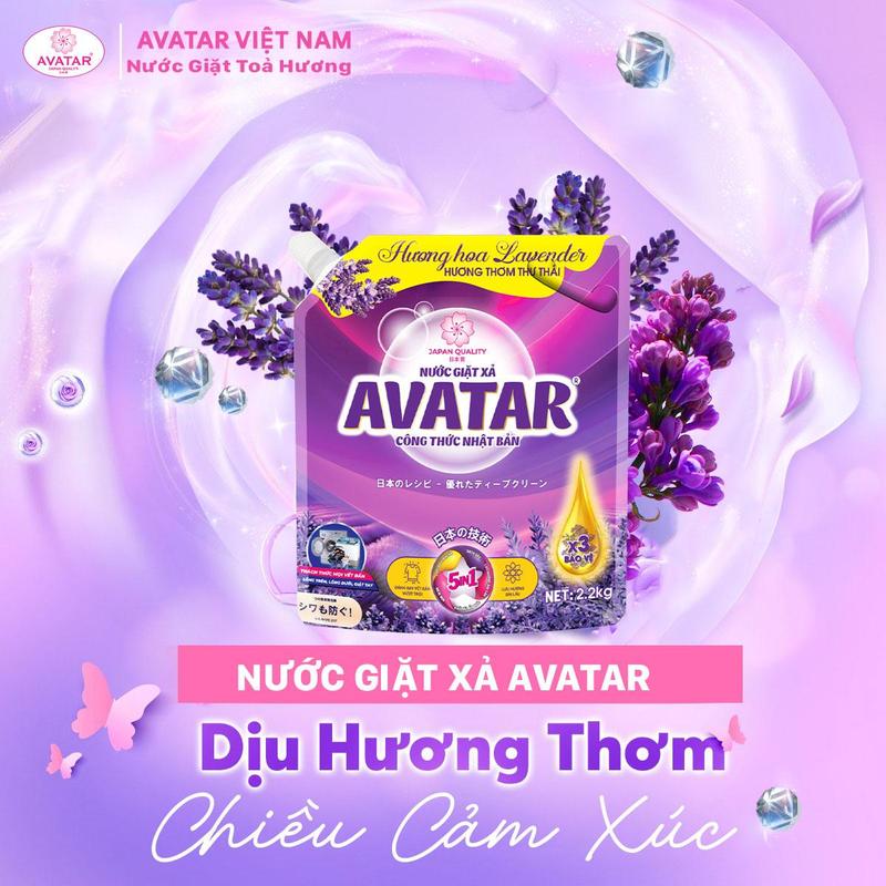 Product Introduction of (MUA 1 TẶNG 1) Nước giặt xả Avatar 5 in 1 hương lavender làm sạch sâu, lưu hương dài lâu, dịu nhẹ cho làn da Làm Sạch 2kg2/túi nước  giặt 2