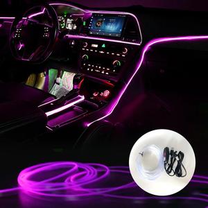 USBによって動力を与えられる車の内部LEDライト、多数色モード5 M繊維の包囲されたライト、車の内部の装飾的なライト