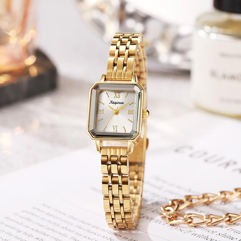  Đồng Hồ Hình Chữ Nhật Vàng Phong Cách Tối Giản Dành Cho Nữ Với Vòng Tay Chuỗi Có Thể Tháo Rời Đồng Hồ Thạch Anh Thanh Lịch Phụ Kiện Thời Trang Sang Trọng 