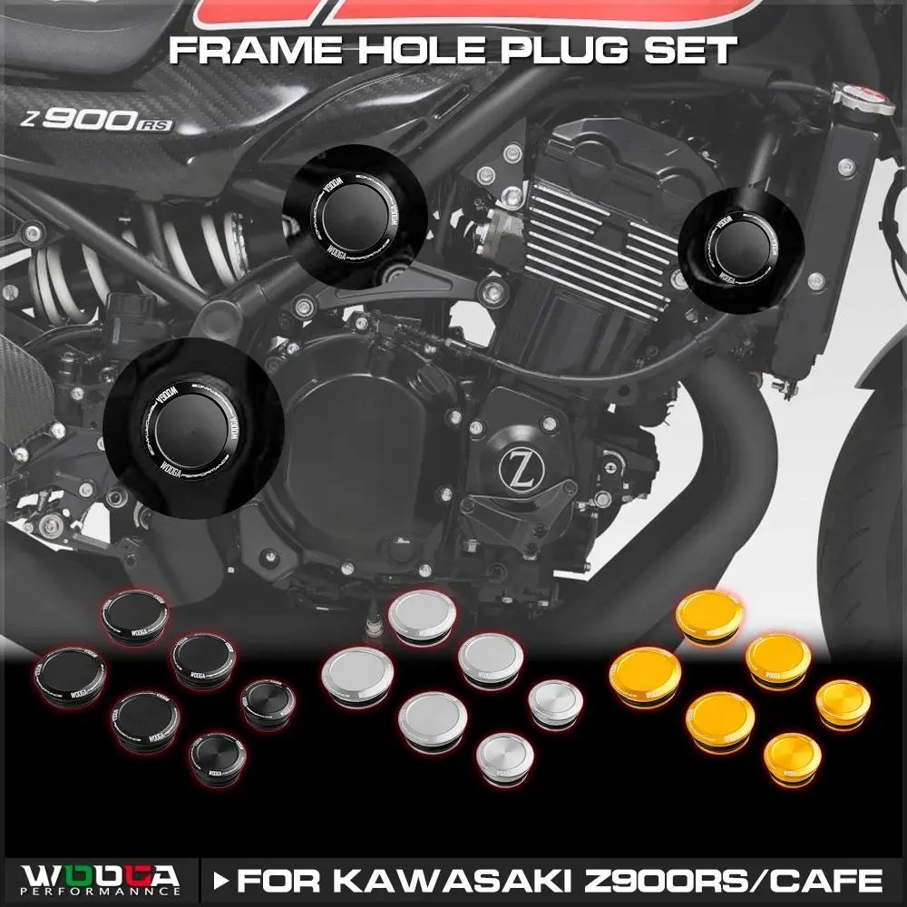 Frame Hold Plug Set For Kawasaki Z900RS / Cafe 2018-2025 Frame Cap Set Aluminum Machined Frame Plugs Frame Clips Covers Z 900RS