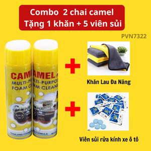 COMBO 2 Chai Xịt Tẩy Vệ Sinh Nội Thất Ô Tô Dạng Bọt CAMEL FOAM CLEANER