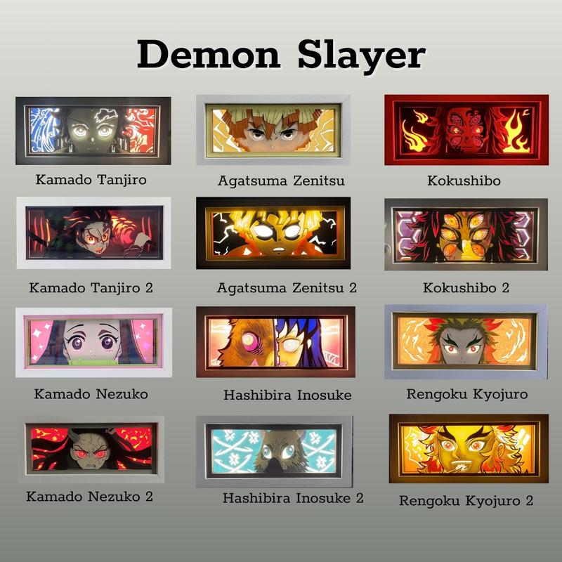 [DEMON SLAYER] Hộp Đèn Anime 3D Led, Có Thể Điều Chỉnh, Trang Trí Bàn Học, Góc Làm Việc 0
