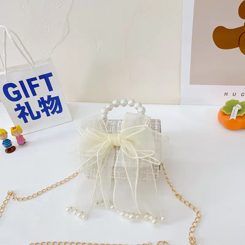 [Nhiều màu] Túi nơ voan quai ngọc sang chảnh dự tiệc dễ thương Ví đựng đồ mini cho bé gái sang chảnh 5