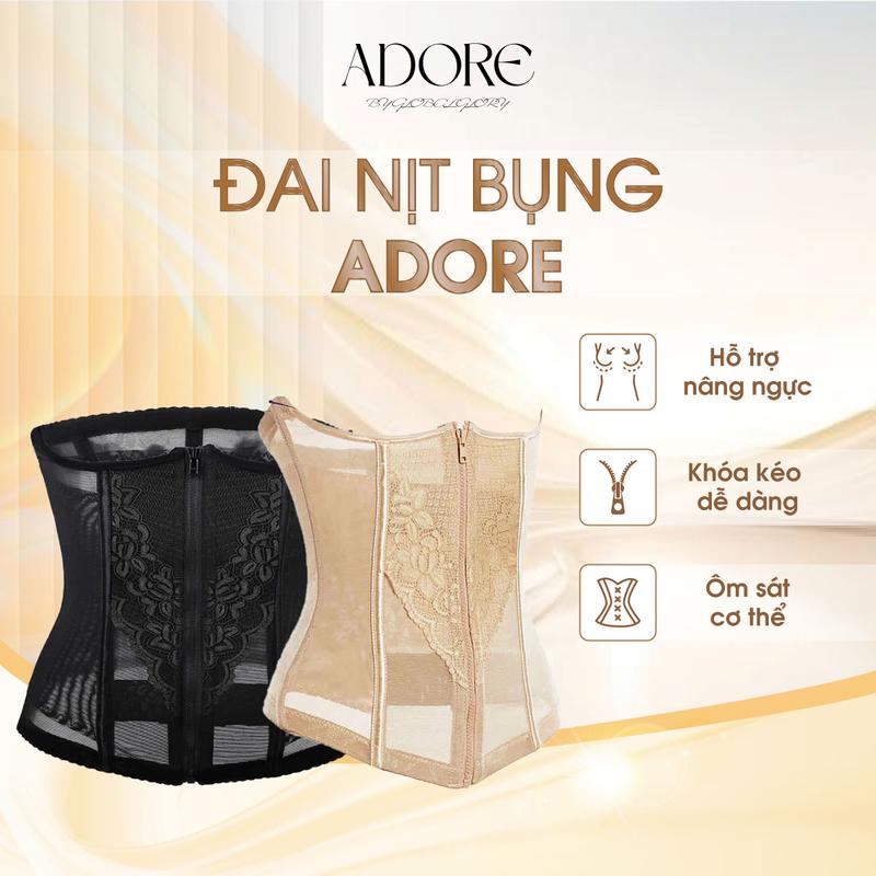 [ Trợ giá ] Đai Nịt Bụng ADORE, Gen Nịt Bụng Định Hình Co Giãn Chất Ren Mặc Thoải Mái, Không Lộ Viền Có Khóa Kéo Ở Giữa đai  nịt Nữ Women
