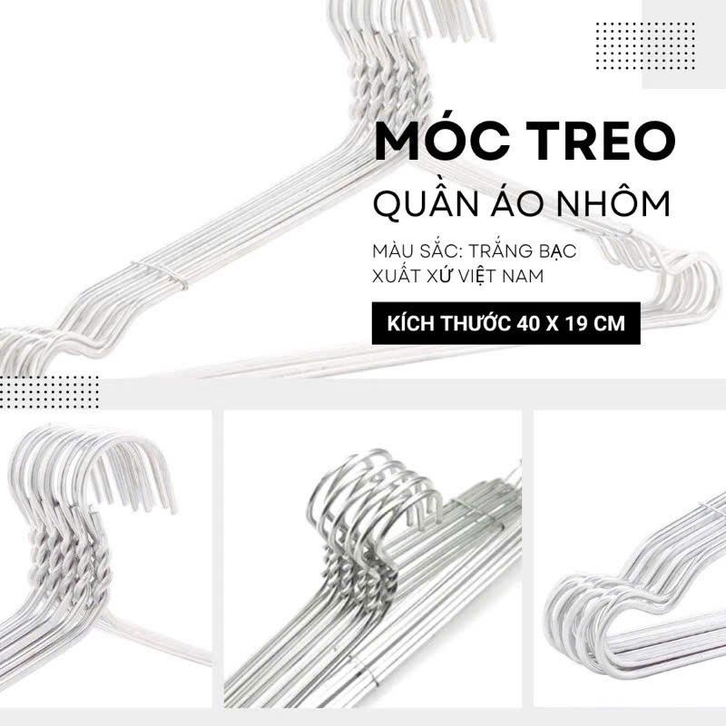 Combo 100 cái móc nhôm treo quần áo người lớn loại dài 39cm mỏng 2mm móc mỏng vừa phơi quần áo nhẹ tiện ích cho mọi nhà 