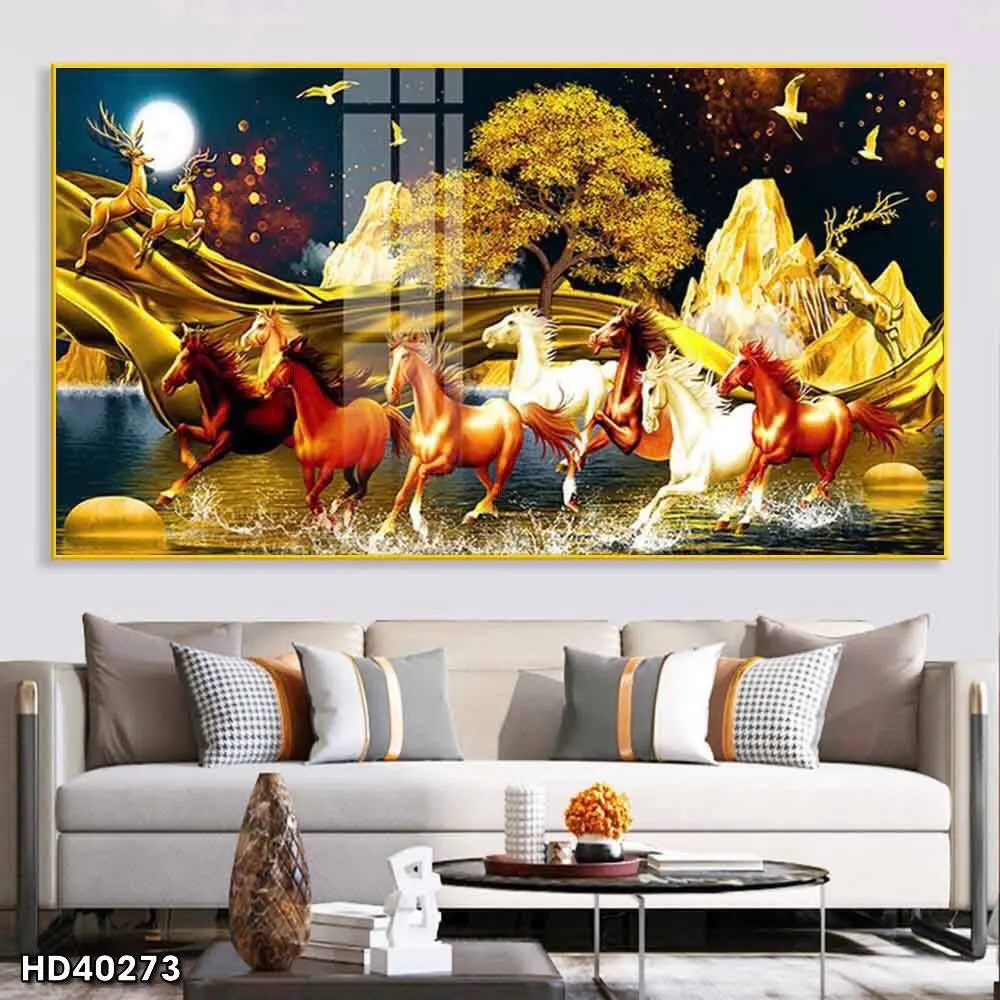 Tranh đơn Mã Đáo Thành Công in UV bề mặt Mika sáng bóng - Tranh tráng gương Mã Đáo Thành Công decor treo tương, treo phòng khách, trang trí nhà cửa